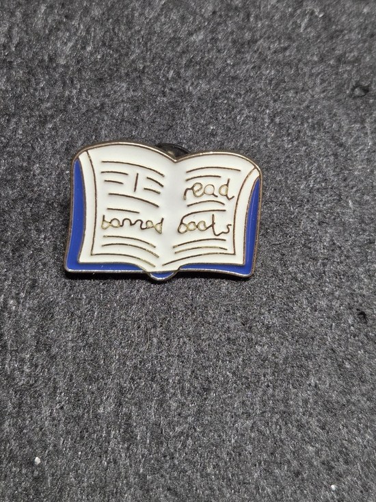 Accessories - **Enamel Open Book Pin - White and Blue**
